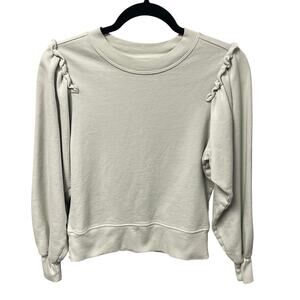 Marie Oliver Light Green Ruffle Accent Pullover Crewneck Sweatshirt Womens XS